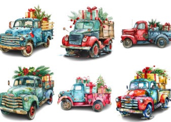 Watercolor Truck with Gift Box t shirt design for sale