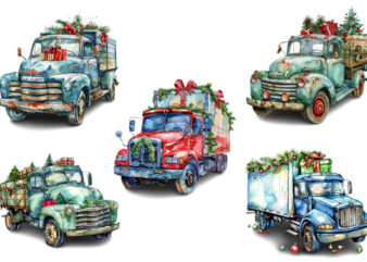 Watercolor Truck with Gift Box t shirt design for sale