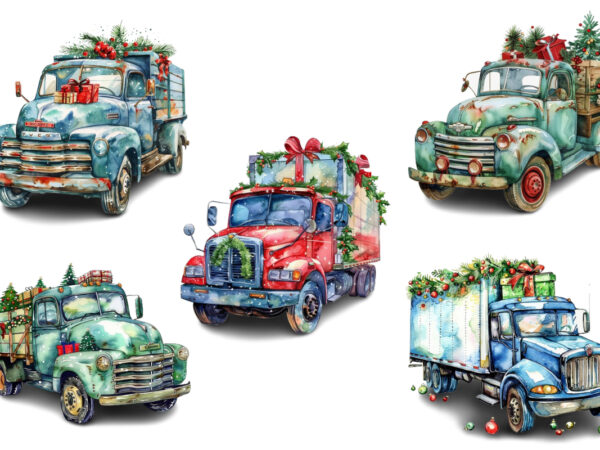 Watercolor truck with gift box t shirt design for sale