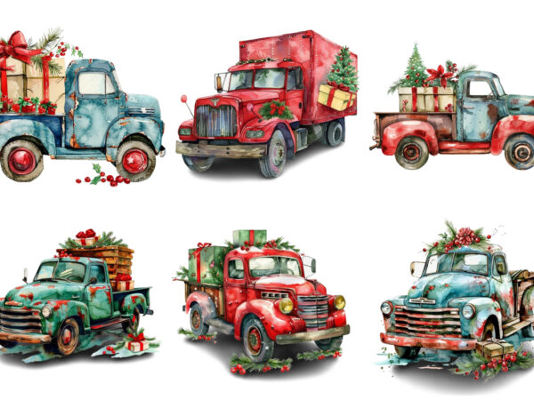 Watercolor truck with gift box t shirt design for sale