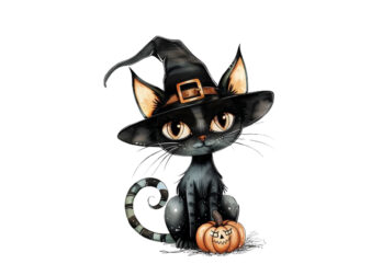 Whimsical Spooky cat Halloween t shirt design for sale