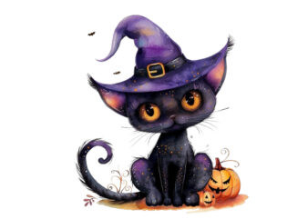 Whimsical Spooky cat Halloween t shirt design for sale