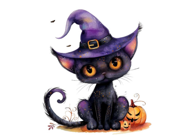 Whimsical spooky cat halloween t shirt design for sale