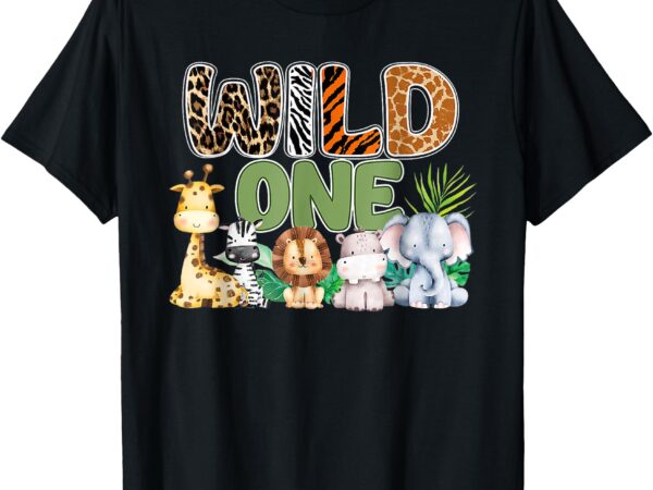 Wild one 1st birthday safari family matching t-shirt