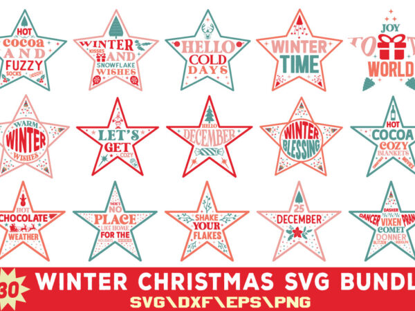 Winter christmas t-shirt bundle winter christmas svg bundle