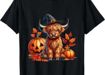 Witchy Cow Halloween Highland Cow Spooky Season Fall Autumn T-Shirt