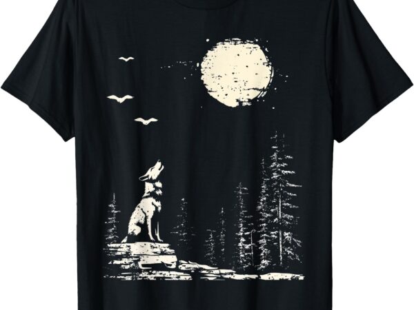 Wolf graphic tee forest nature wolf and moon wildlife t-shirt