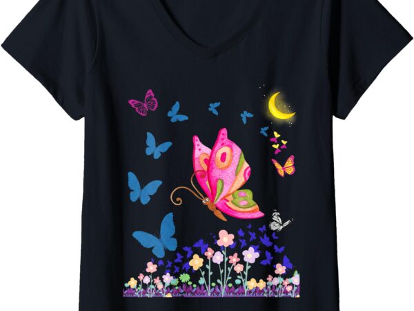 Womens butterflies eyes butterfly lovers design v-neck t-shirt