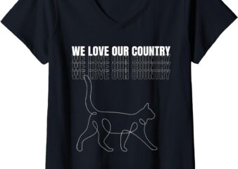 Womens Cat Lady Kamala Harris We Love Our Country V-Neck T-Shirt