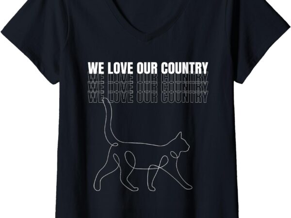 Womens cat lady kamala harris we love our country v-neck t-shirt