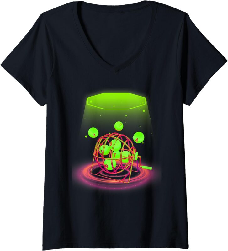 Womens Colorful, bingo style design V-Neck T-Shirt