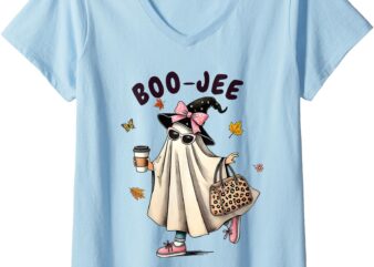 Womens Funny Boo-Jee Ghost halloween boo jee ghost spooky season V-Neck T-Shirt