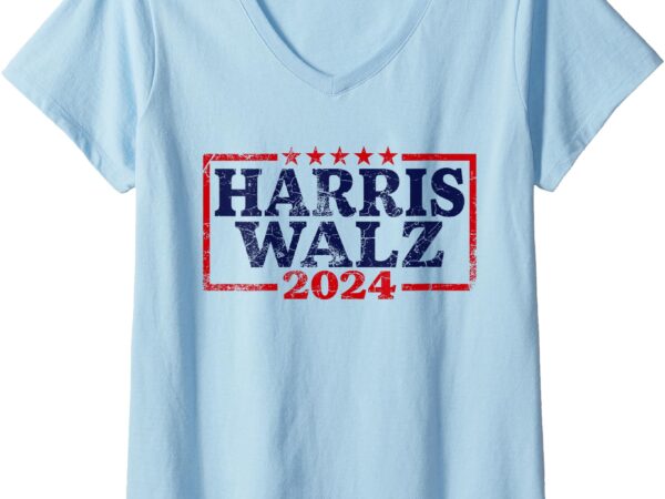 Womens harris waltz 2024 election kamala harris tim waltz 2024 v-neck t-shirt