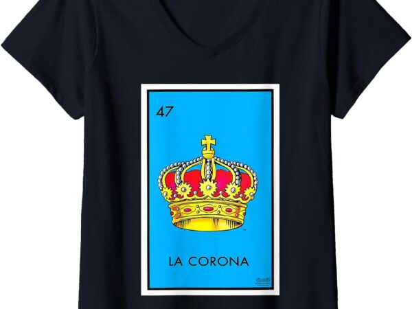 Womens la corona card mexican lottery card v-neck t-shirt