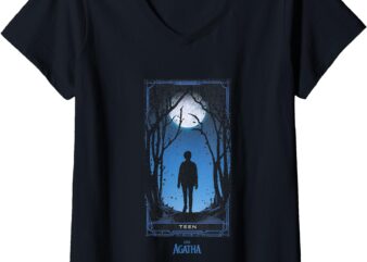 Womens Marvel Agatha All Along Blue Teen Tarot Card Vintage V-Neck T-Shirt