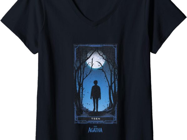 Womens marvel agatha all along blue teen tarot card vintage v-neck t-shirt