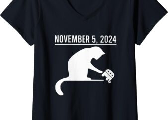 Womens November 5th 2024 Political Big Cat Small Elephant V-Neck T-Shirt