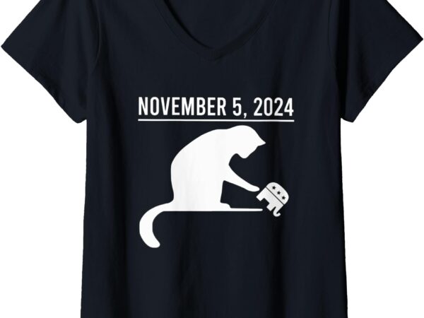 Womens november 5th 2024 political big cat small elephant v-neck t-shirt