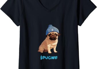 Womens PUGWIF V-Neck T-Shirt