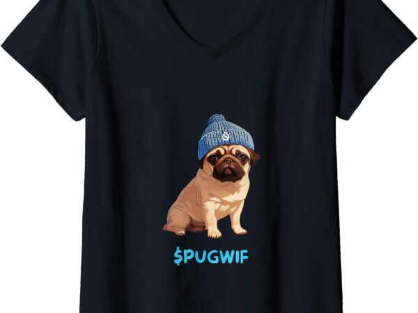 Womens pugwif v-neck t-shirt