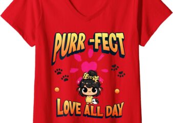 Womens Purrfect Love All Day V-Neck T-Shirt