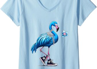 Womens Retro Flamingo Chucks And Pearls Comma La Kamala Harris 2024 V-Neck T-Shirt