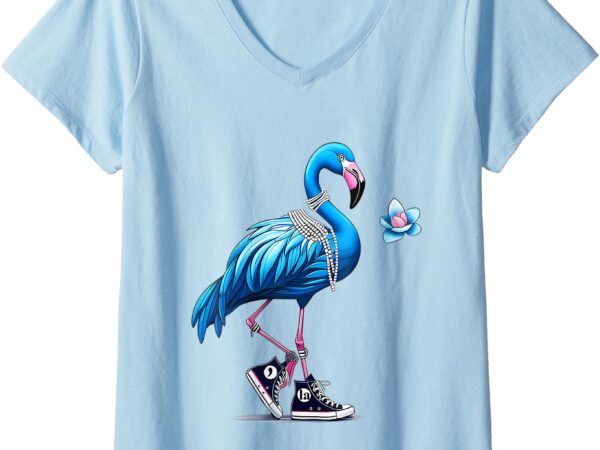 Womens retro flamingo chucks and pearls comma la kamala harris 2024 v-neck t-shirt