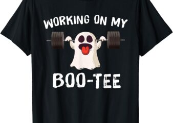 Working on My Boo tee Halloween Dead Lift Ghost Gym Weights T-Shirt