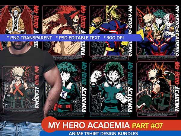 My hero academia part#07 anime tshirt design bundle