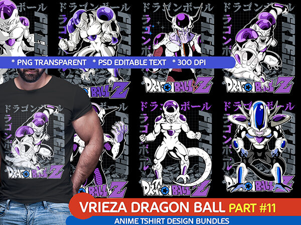 Vrieza dragon ball z part#11 anime tshirt design bundle