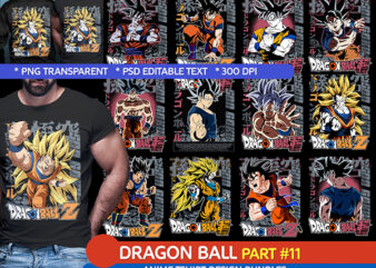 SON GOKU DRAGON BALL PART#11 ANIME TSHIRT DESIGN BUNDLE PNG