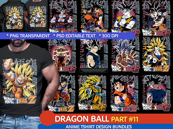 Son goku dragon ball part#11 anime tshirt design bundle png