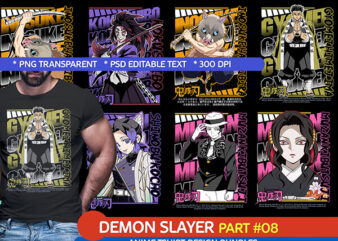 DEMON SLAYER PART#08 PNG PSD ANIME TSHIRT DESIGN BUNDLE