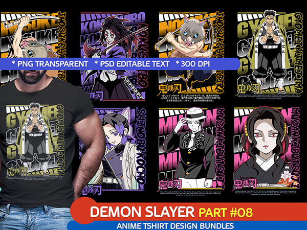 Demon slayer part#08 png psd anime tshirt design bundle