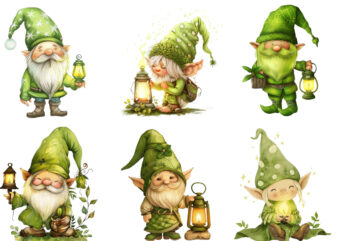 baby lime green gnome holding light