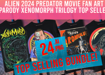 alien 2024 predator movie fan art parody xenomorph trilogy top seller romulus t shirt vector