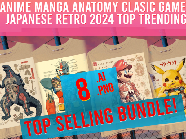 Anime manga anatomy classic gamer japanese retro 2024 top trending t shirt vector