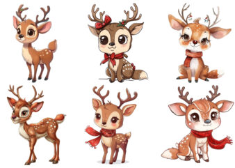 beautiful cute cartoon Reindeer