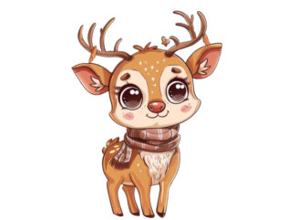 beautiful cute cartoon Reindeer t shirt template