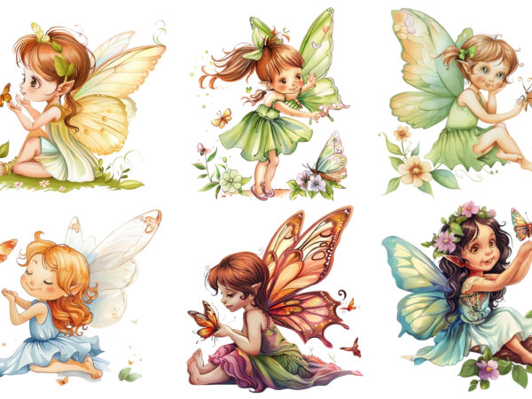 Beautiful cute little fairy with butterfly t shirt template