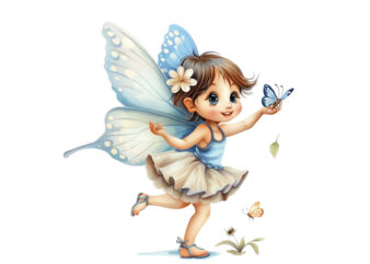 beautiful cute little fairy with butterfly t shirt template