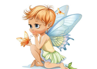 beautiful cute little fairy with butterfly t shirt template