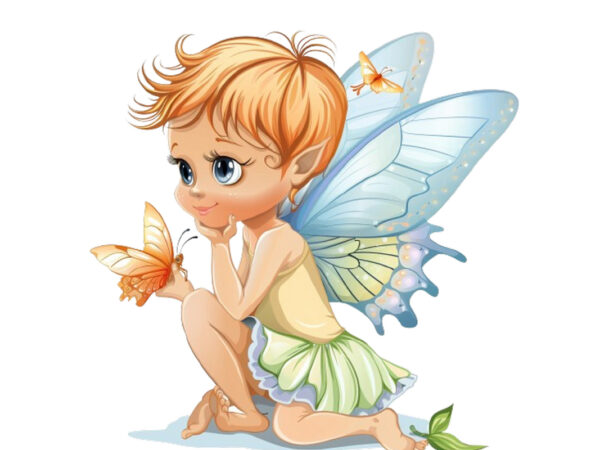 Beautiful cute little fairy with butterfly t shirt template