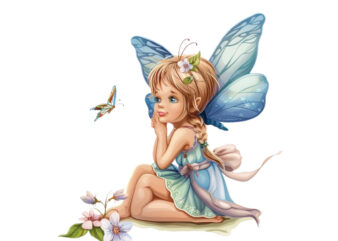 beautiful cute little fairy with butterfly