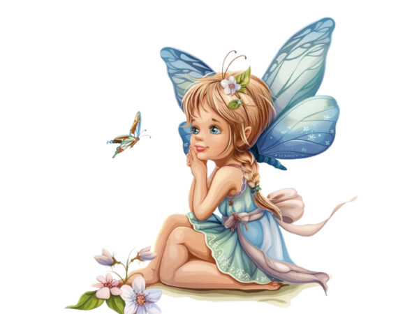 Beautiful cute little fairy with butterfly t shirt template