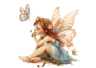 beautiful cute little fairy with butterfly