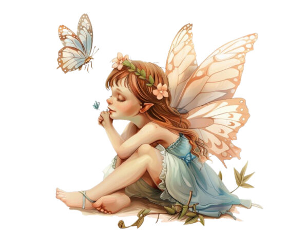 Beautiful cute little fairy with butterfly t shirt template