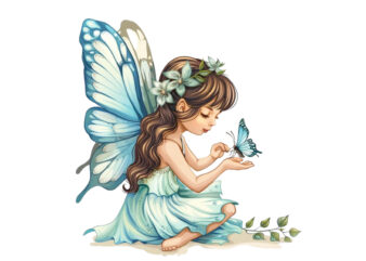 beautiful cute little fairy with butterfly