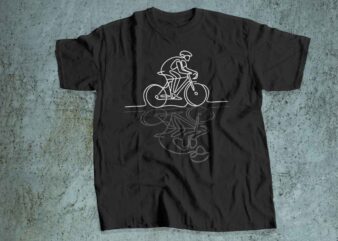 bicycle line art design mountain biker race t shirt design