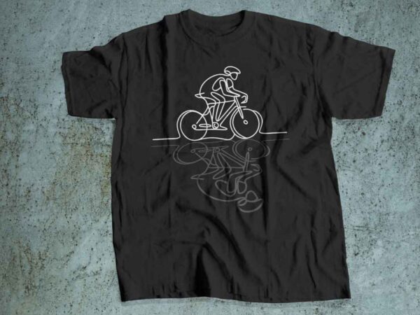 Bicycle line art design mountain biker race t shirt design